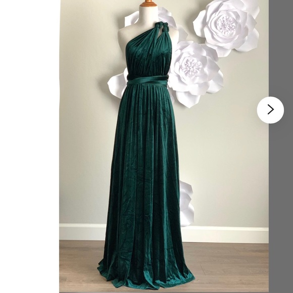 Scholle Dress Emerald Green Velvet Long Infinity Wrap Dress Bridesmaid Party - Picture 3 of 13